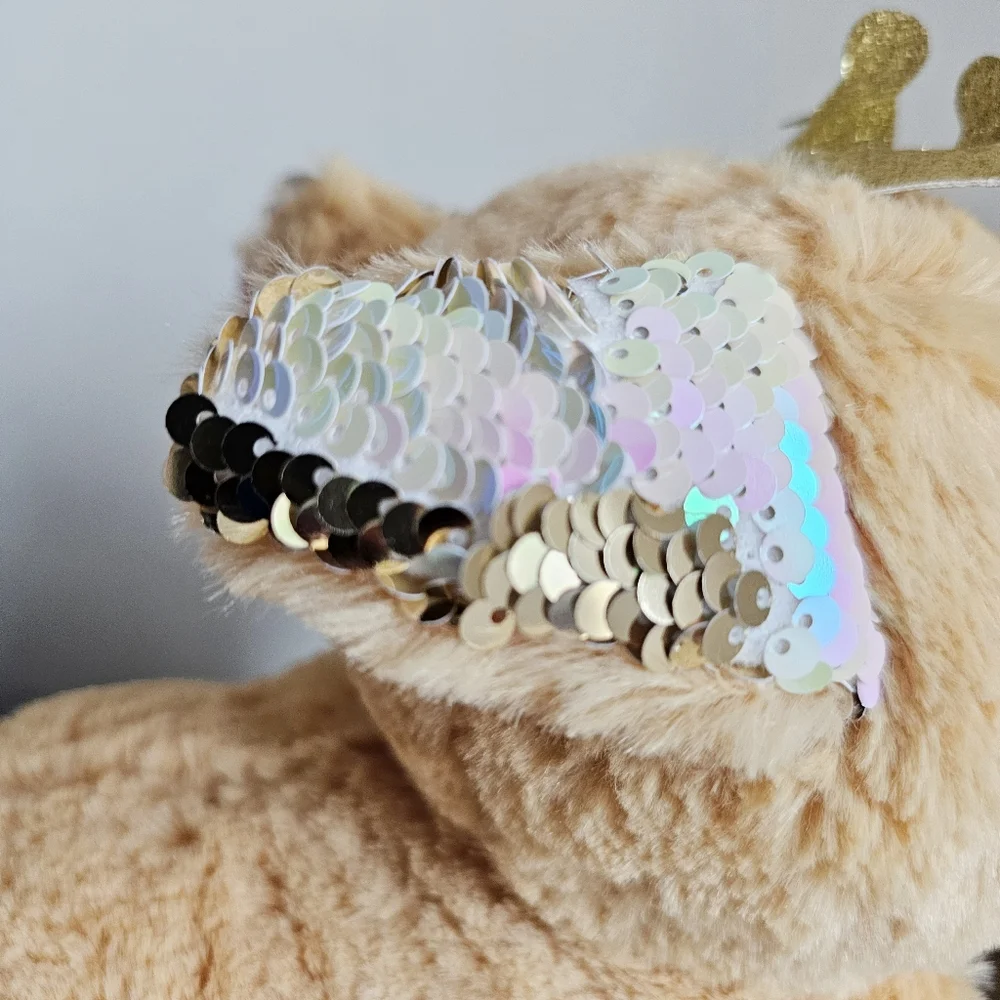 NWT Justice Corgi Plush Flip Sequin Puppy Gold Crown Cute Stuffed Dog
